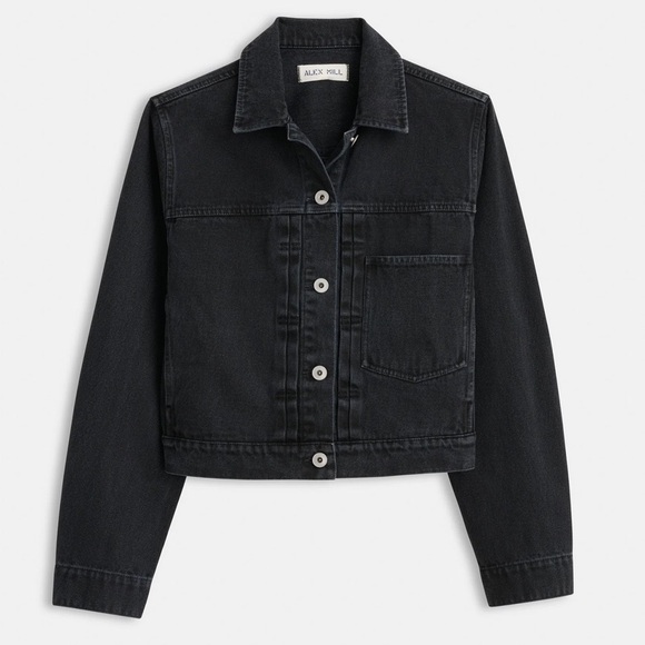 Alex Mill Trucker Jacket Washed Black Recycled Denim - Picture 1 of 6
